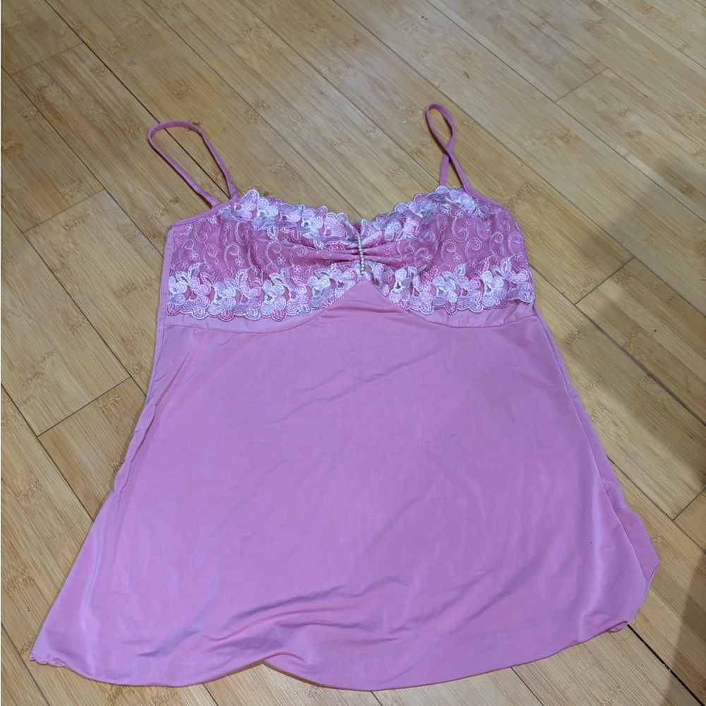 Pink Lace Trim Camisole